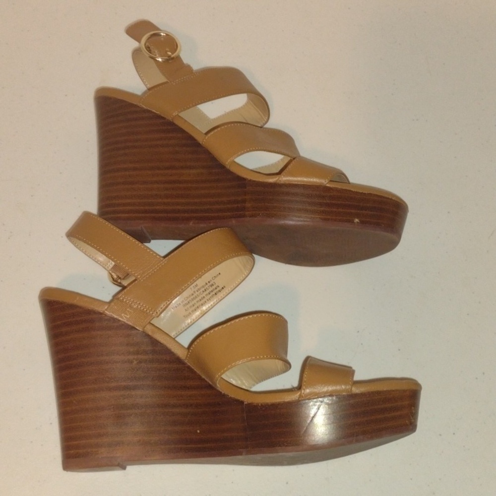 14th & Union Narissa Slingback Wedge Sandal Cognac Brown Women’s Shoes size 7.5 - Picture 5 of 9